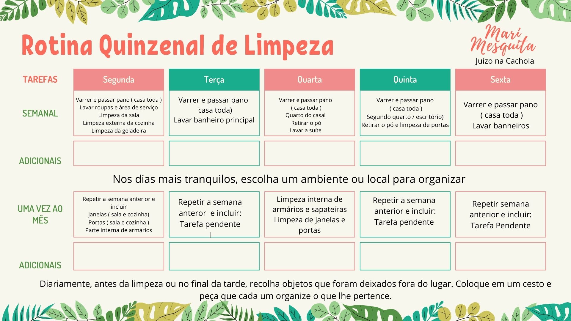 Rotina Quinzenal de limpeza